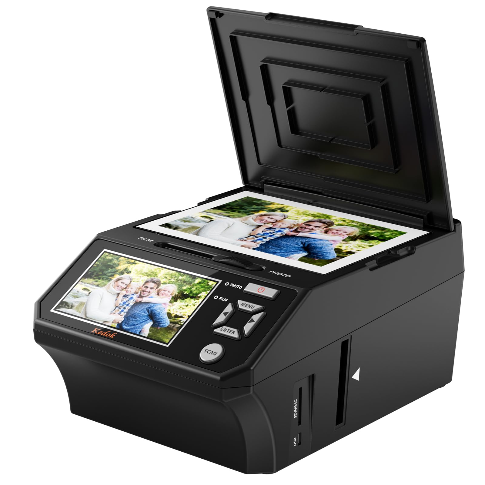 Scanner multi-photos pour photos, diapositives et négatifs, scanner photo à numériser avec grand écran LCD de 5, convertir 35 mm, 110 films/photo/carte de visite en JPEG numérique 22 MP