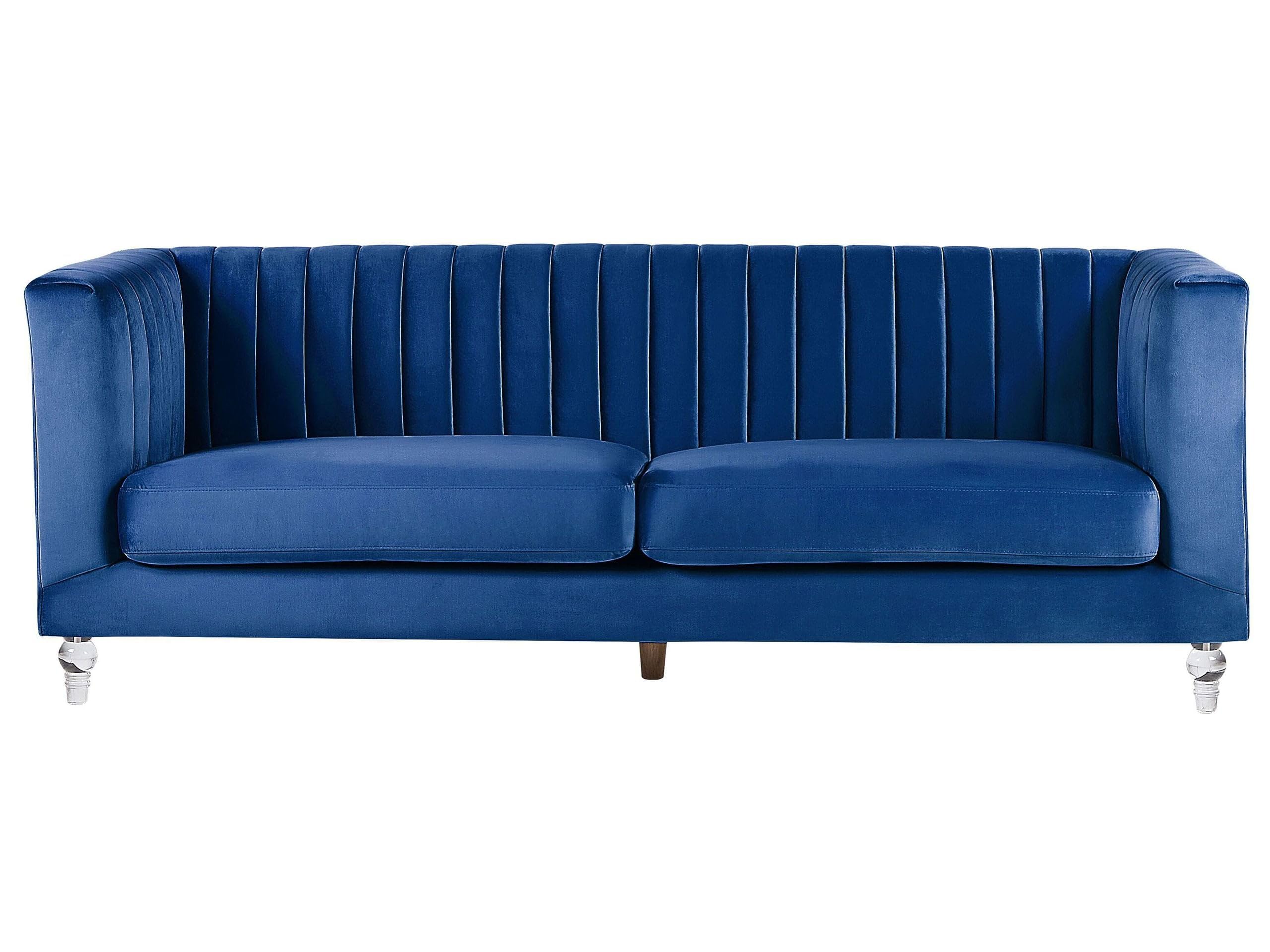Divano letto a forma di U in velluto blu marino ABERDEEN