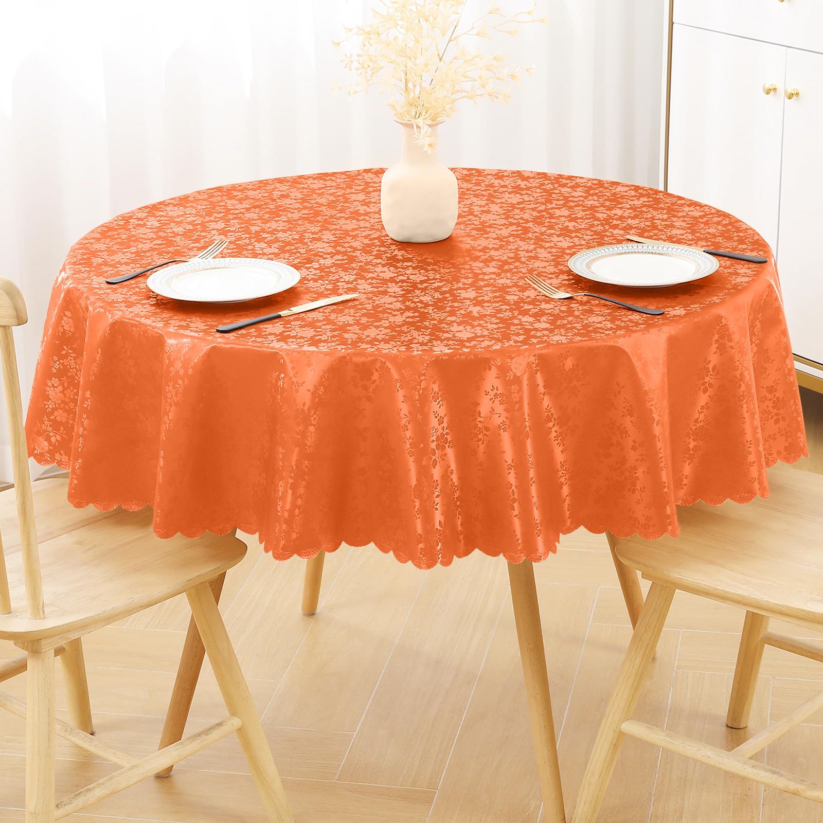 Smiry Round Waterproof Heavy Duty Vinyl Tablecloths, 60 x 60 Inch