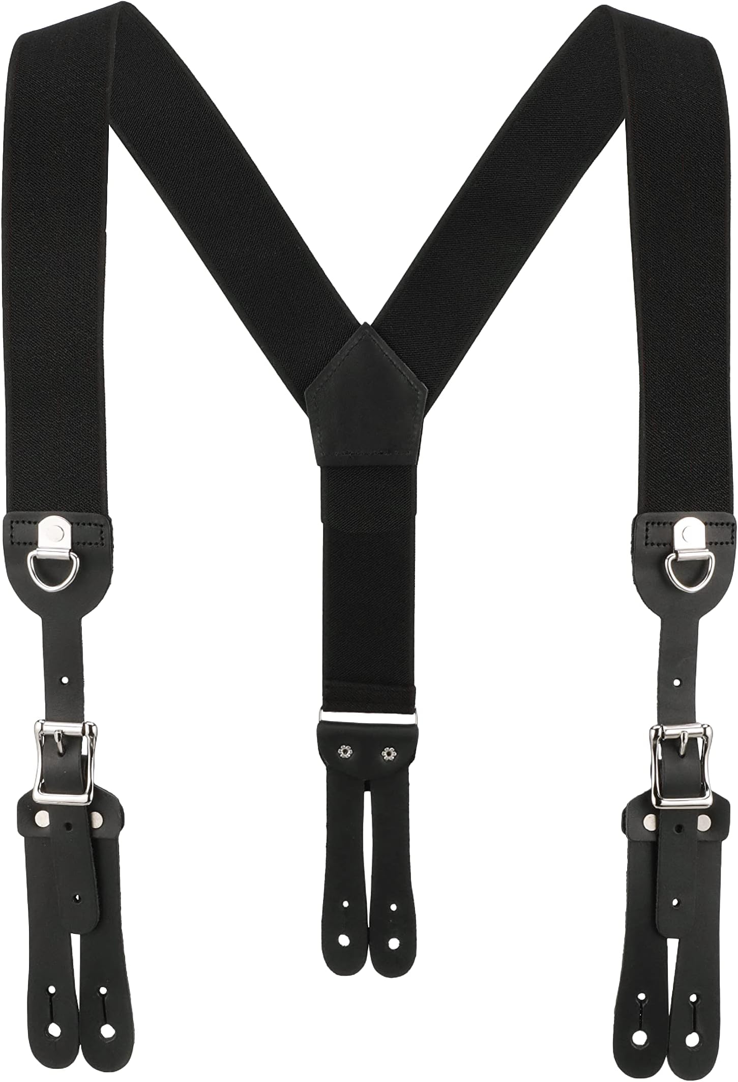CU-7800Y-LEFD-BLK, 2" Y-Back Cinch-Up Button-On Suspender with Black Webbing
