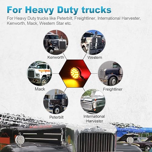 Miniatura 5 de Partsam 2 luces de pedestal redondas cromadas de doble cara de 3 pulgadas 30 luces LED selladas con lente transparente montaje de guardabarros