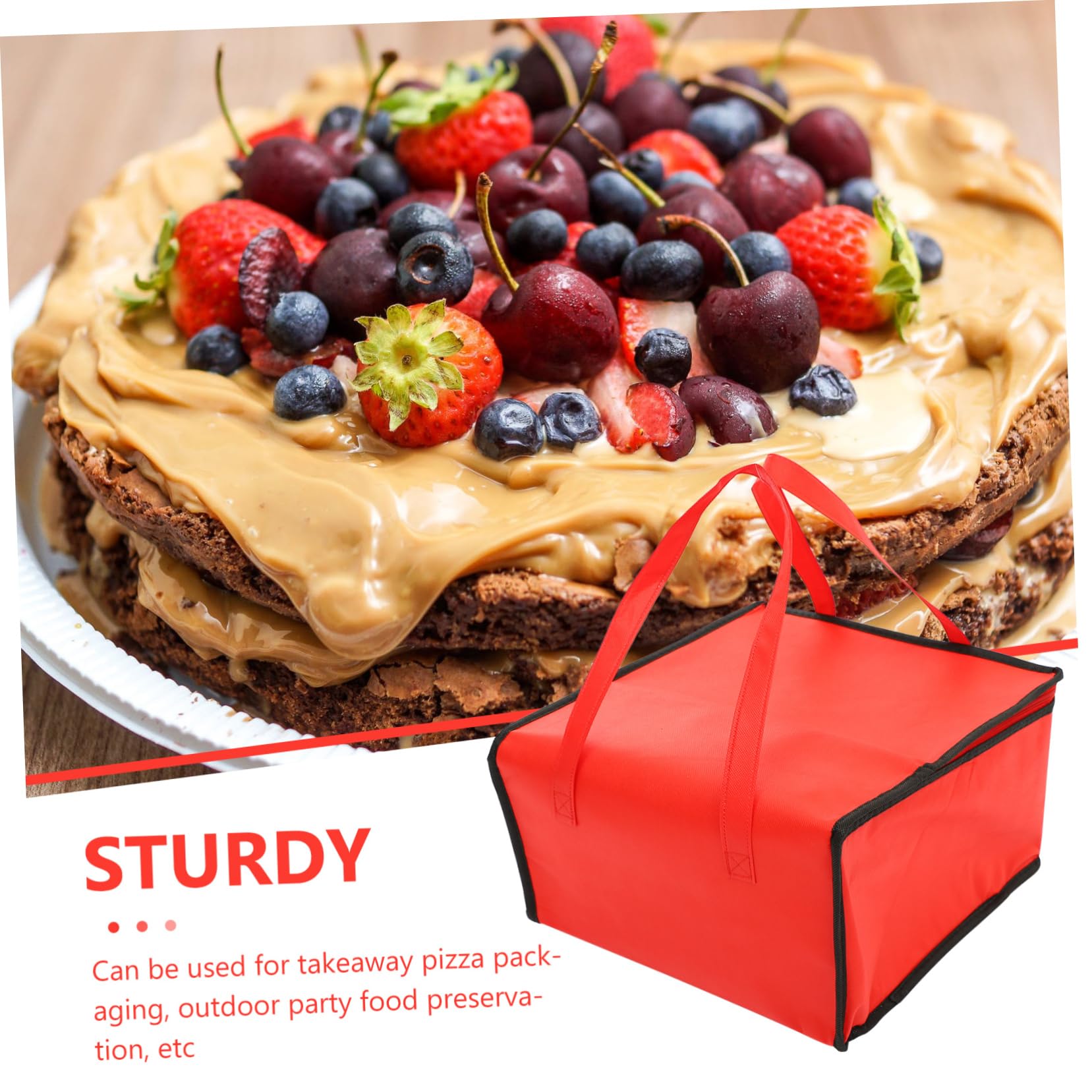 KICHOUSE 2Pcs Insulated Cake Carrier and Food Bag Waterproof Lunch Handbag for Seafood Pizza and Picnic Inch Lunchbox Packing Bag