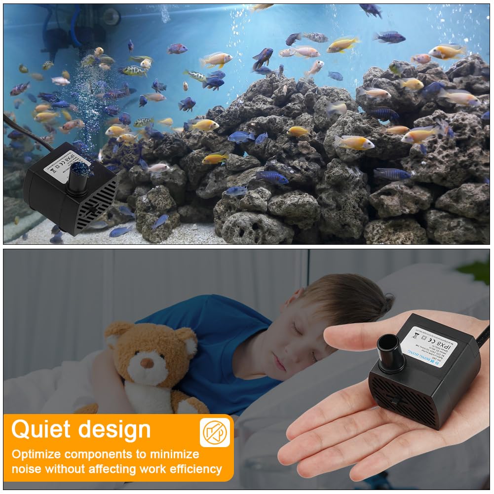flintronic Mini Pompa Acqua, Sommergibile Ultra-Silenzioso 5W 350L/H Pompa per Acquario Fontane Acqua Sistemi di Circolazione per Terrari, Acquario, Laghetto, Pesce Stagno,Ecc