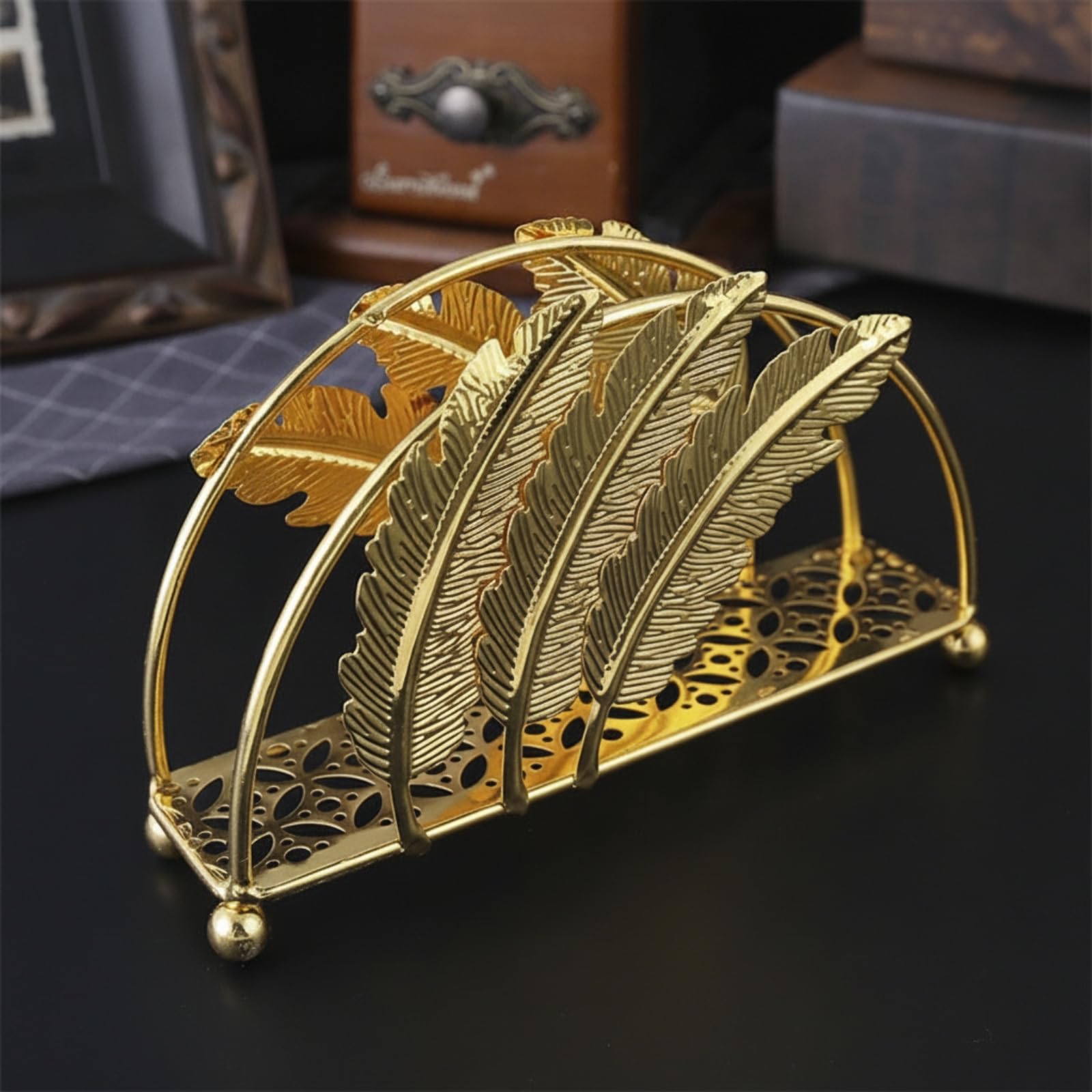 Servilletero Vertical con Base Perforada Elegante Servilletero Metal Ahorra Espacio Soporte para Salón