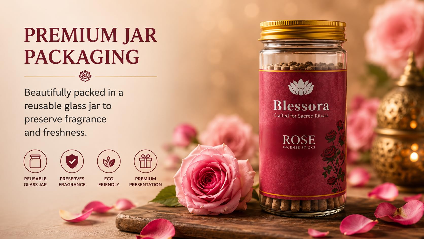 Blessora Incense Sticks - Rose Bambooless Smokeless Agarbatti for Pooja Meditation Yoga & Home Fragrance, 100% Charcoal Free (45 Sticks, 100g) 4