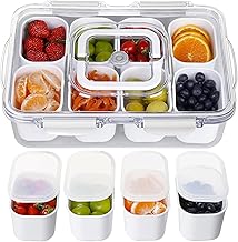 Greentainer Snack Schalen Dish mit Deckel |Servierplatte Set mit 8 Schalen- Wiederverwendbar Servierschalen & Auslaufsicher Serving Tray-Quadrat Snack Teller für Veggie Obst Candy Gemüse| Weiß