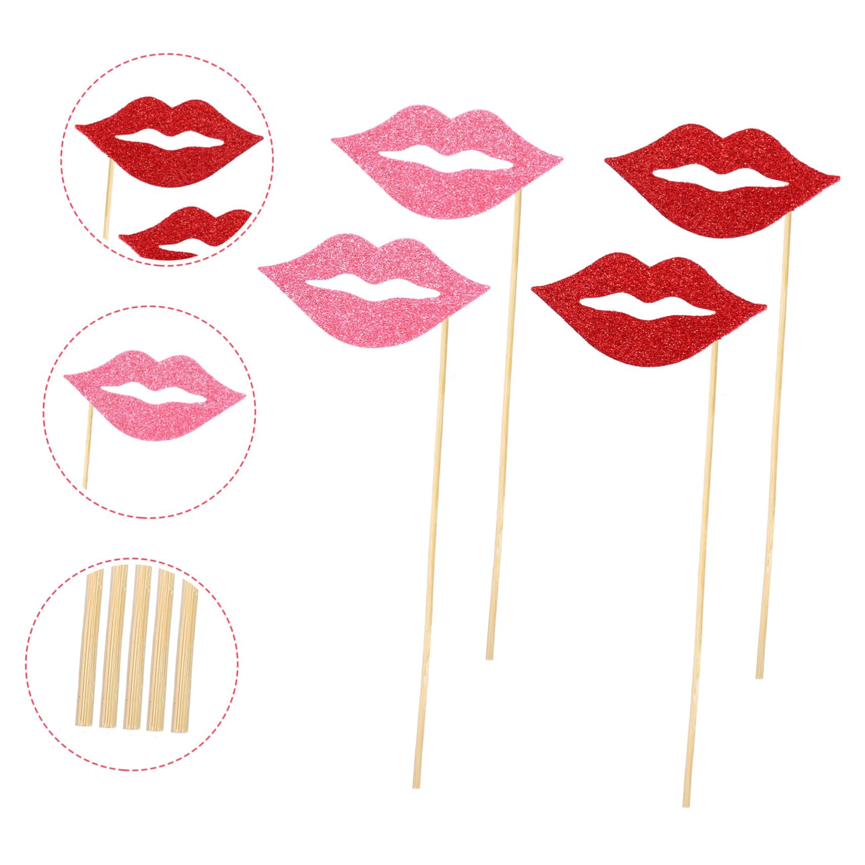 3 Sätze Teiliges Lustige Rote Und Pinke Lippen Fotorequisiten Aus Papier Handliche Party Accessoires Für Fotos Und Hochzeitsfeiern Für Geburtstage Und Festlichkeiten 40 Stück * 3