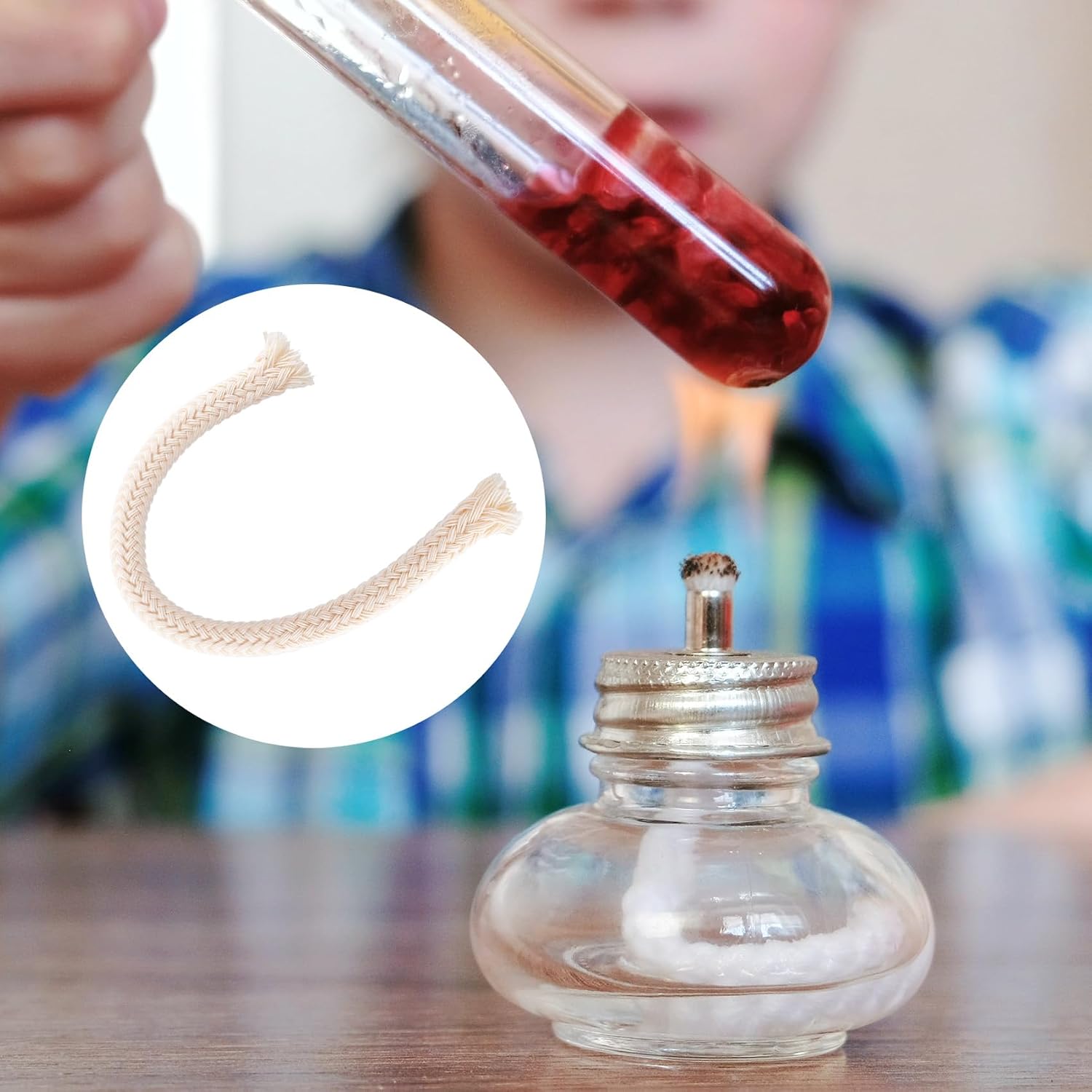 10 PCS 1/4" Cotton Oil Lamp Wicks with 10 PCS Holders 0.5FT Braided Round Candle Burner Wick Replacement for Tiki Torches Alcohol Lampberger Kerosene Lamp