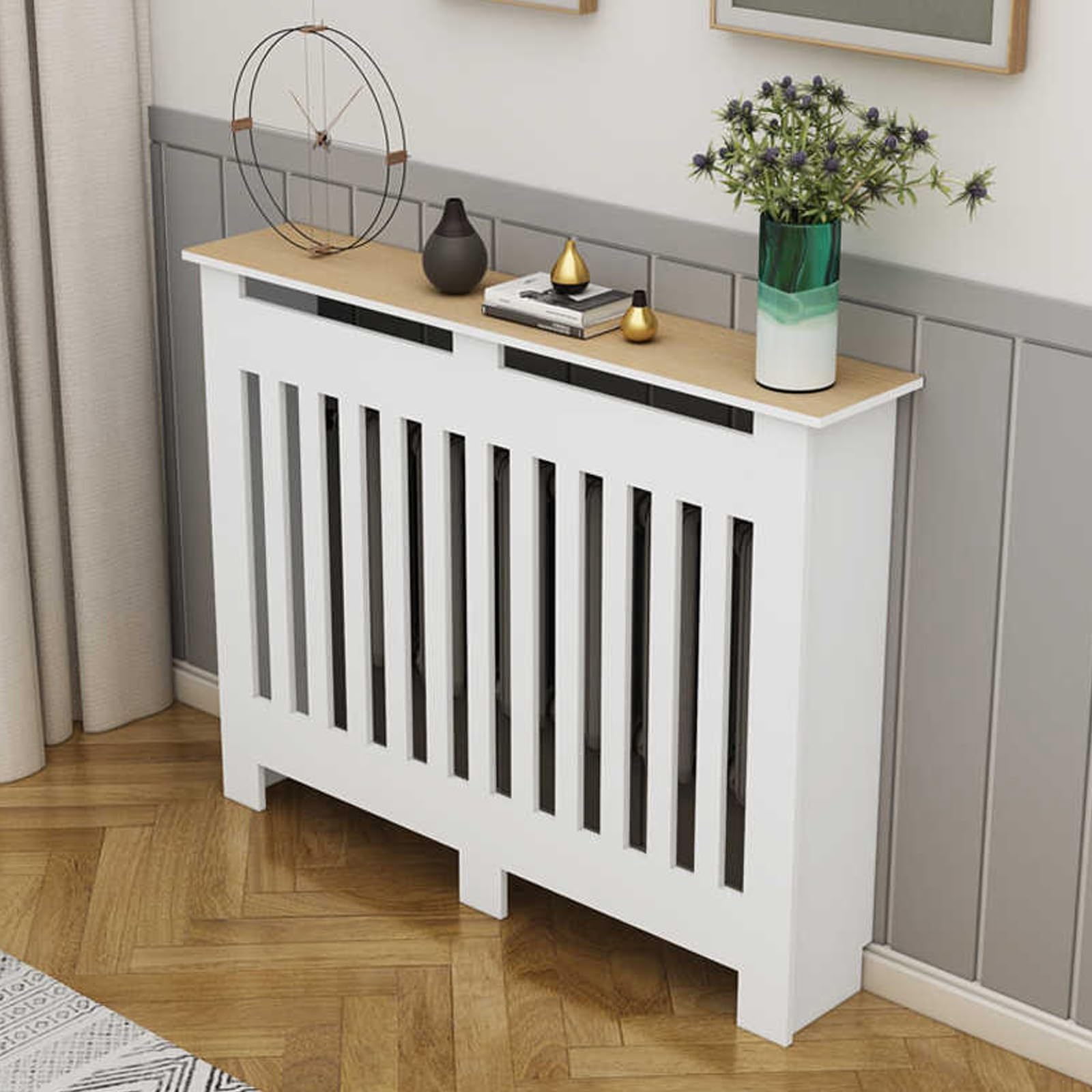 Generico Copritermosifone Moderno, ripiano portaoggetti per armadietto riscaldante, copritermosifone per la casa, Organizer per armadietto da Pavimento per Bagno, Installazione Senza Foratura, per so