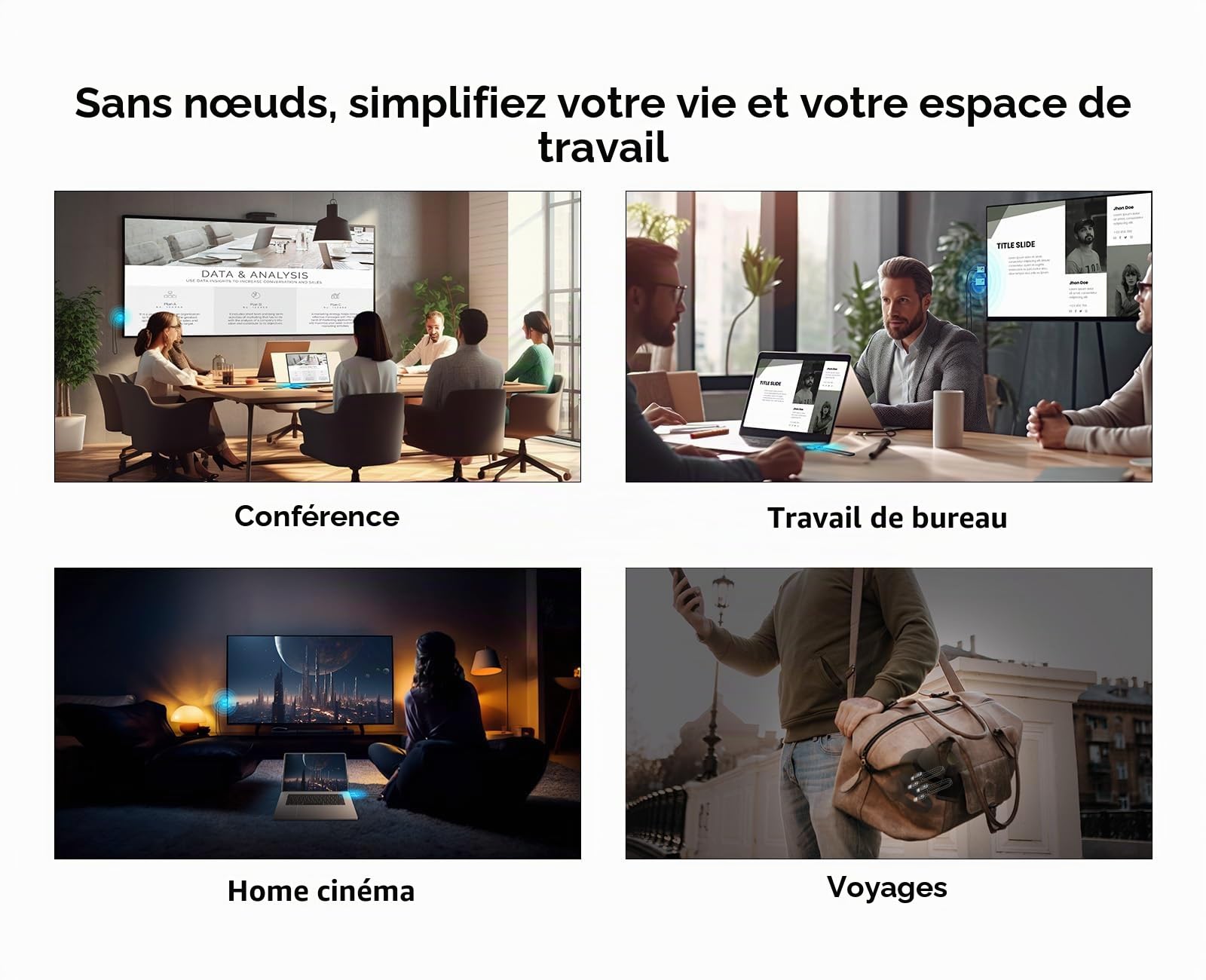MINIX H1, 5G HDMI sans Fil avec Emetteur et Récepteur, Plug & Play, 1080P 165FT/50M HDMI Lecteur de Streaming Audio Vidéo, pour Laptop/PC/Camera vers HDTV/Projector/Monitor