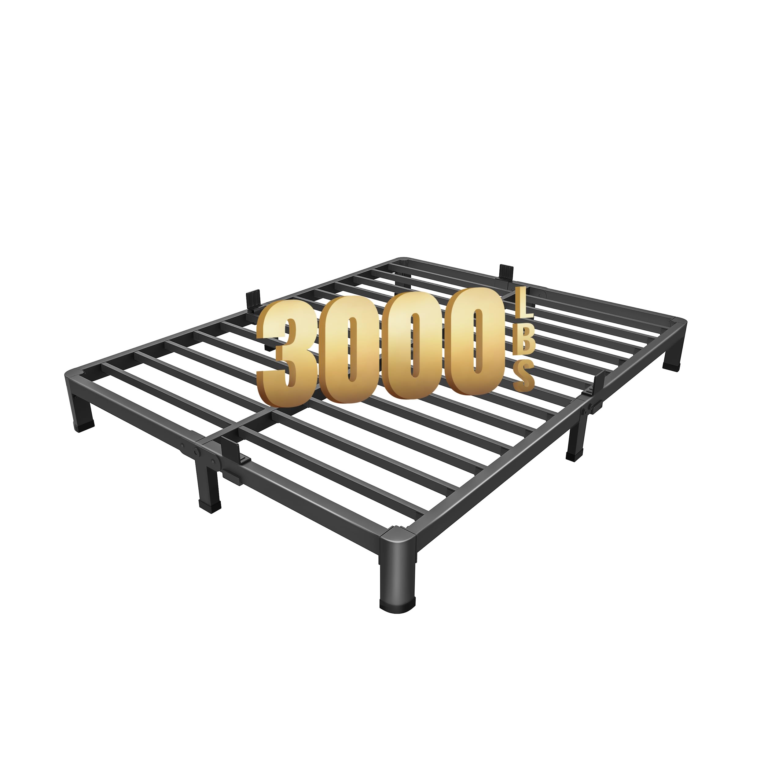 MAF 4 Inch King Metal Platform Bed Frame with Round Corner Legs, 3000 LBS Heavy Duty Steel Slats Support, Noise Free, No Box Spring Needed, Easy