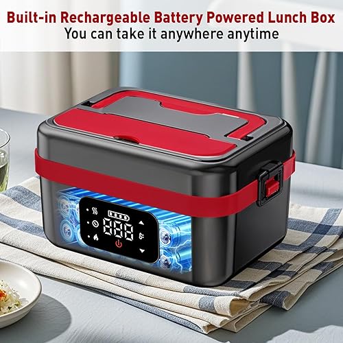 Miniatura 4 de Lonchera eléctrica inalámbrica para hombres y mujeres, lonchera recargable de 1 litro, calentador de alimentos con función de mantener el calor,