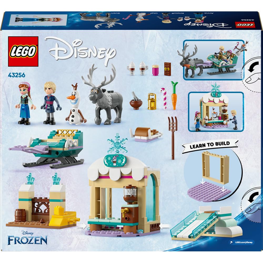 LEGO ǀ Disney Przygoda na sankach Anny, Zabawka dla Dziecka do Zbudowania z 4 Postaciami w tym, Olafem i Svenem, Zestaw Kreatywny dla Dziewczynki i Chłopca, Pomysł na Prezent dla 4-latki, 43256