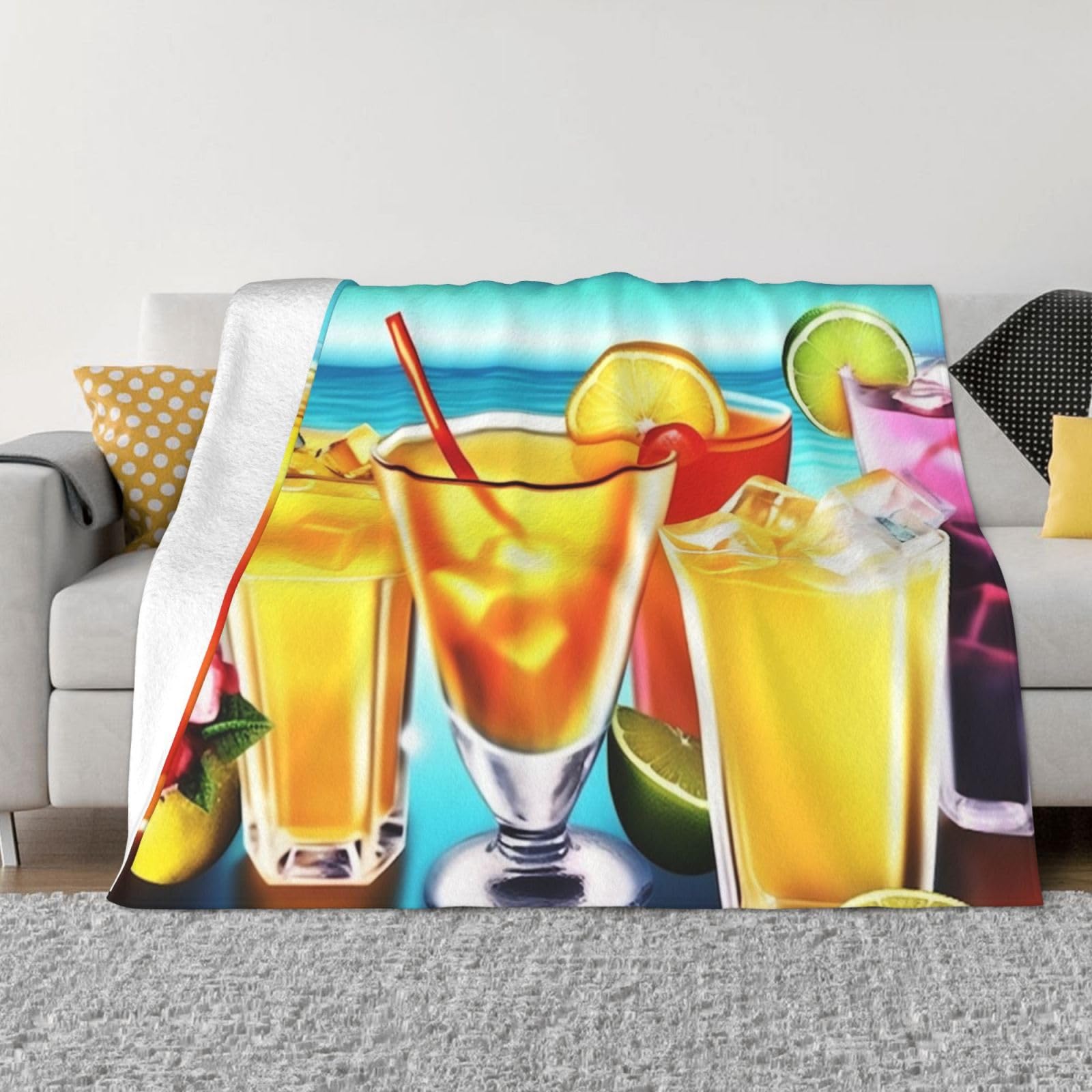 Couverture polaire Happy Hour légère anti-froid pour canapé et lit
