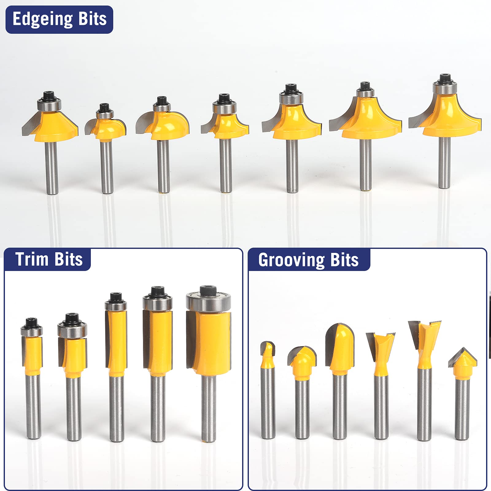 MNA Router Bits 35 Pcs Set, 35 Pieces 1/4 Inch Shank Router Bit Kit