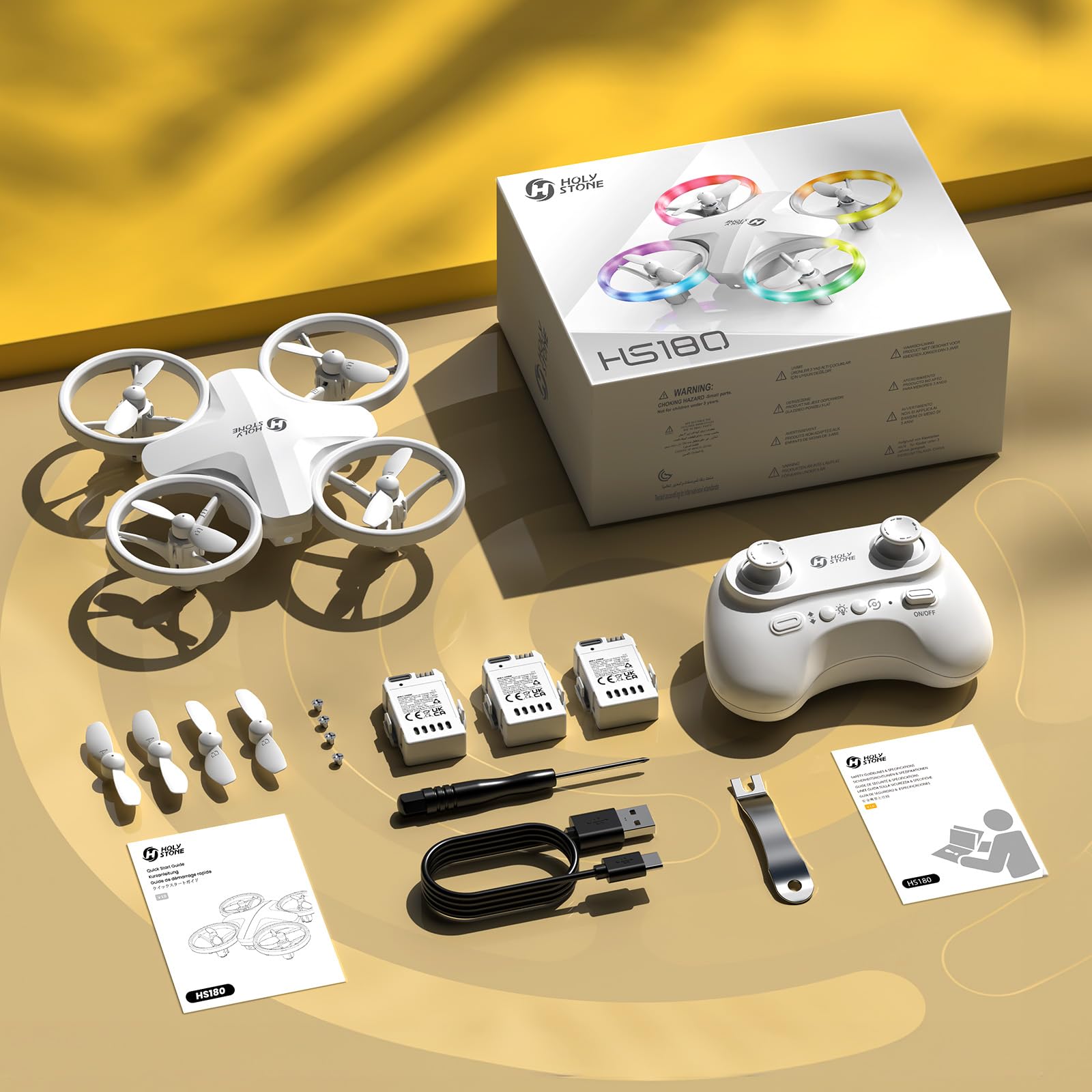 Holy Stone HS180 Mini-Drohne für Kinder mit LED-Lichtern, kleiner RC Quadrocopter mit 3 Batterien, 21 Minuten Flugzeit, 360°-Flips, einfach zu steuern, Geburtstagsgeschenk für Jungen und Mädchen, 6-12