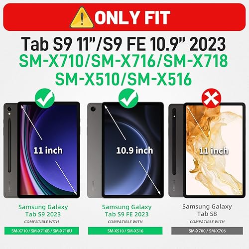 Miniatura 7 de HXCASEAC Funda para Samsung Galaxy Tab S9 FE 10.9 pulgadasS9 Funda de 11 pulgadas con protector de pantallasoporte para bolígrafocorrea de mano