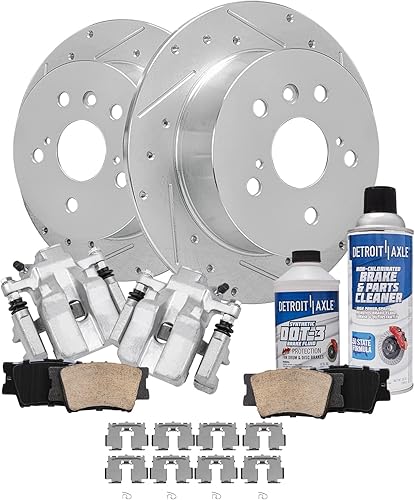 Miniatura 77 de Detroit Axle - Kit de freno delantero para Ford Explorer Mercury Mountaineer 2002-2005 Bujes de rodamiento de rueda perforados y ranurados rotores