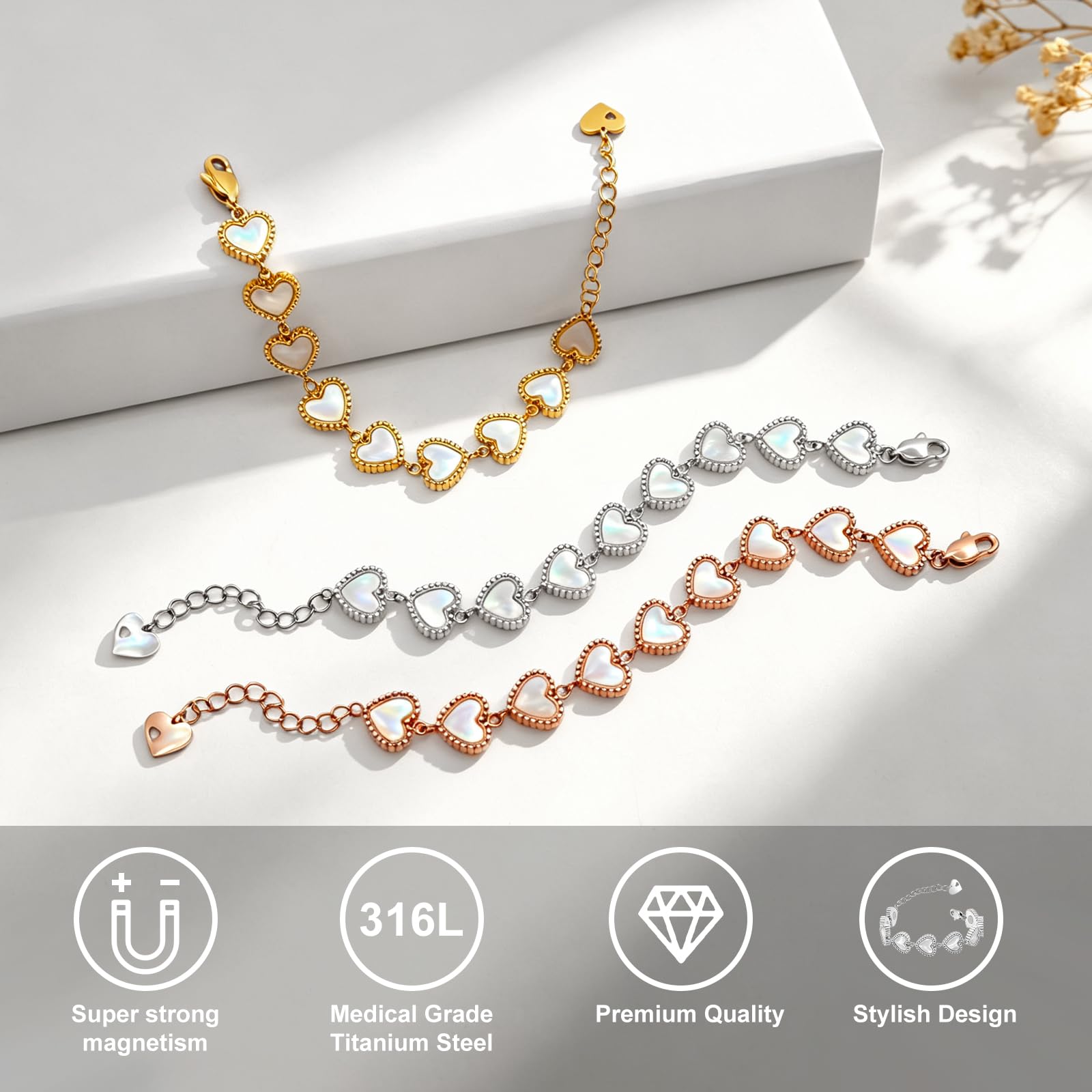 Bracelet en cuivre pour femme, bracelet magnétique avec aimants 3500
