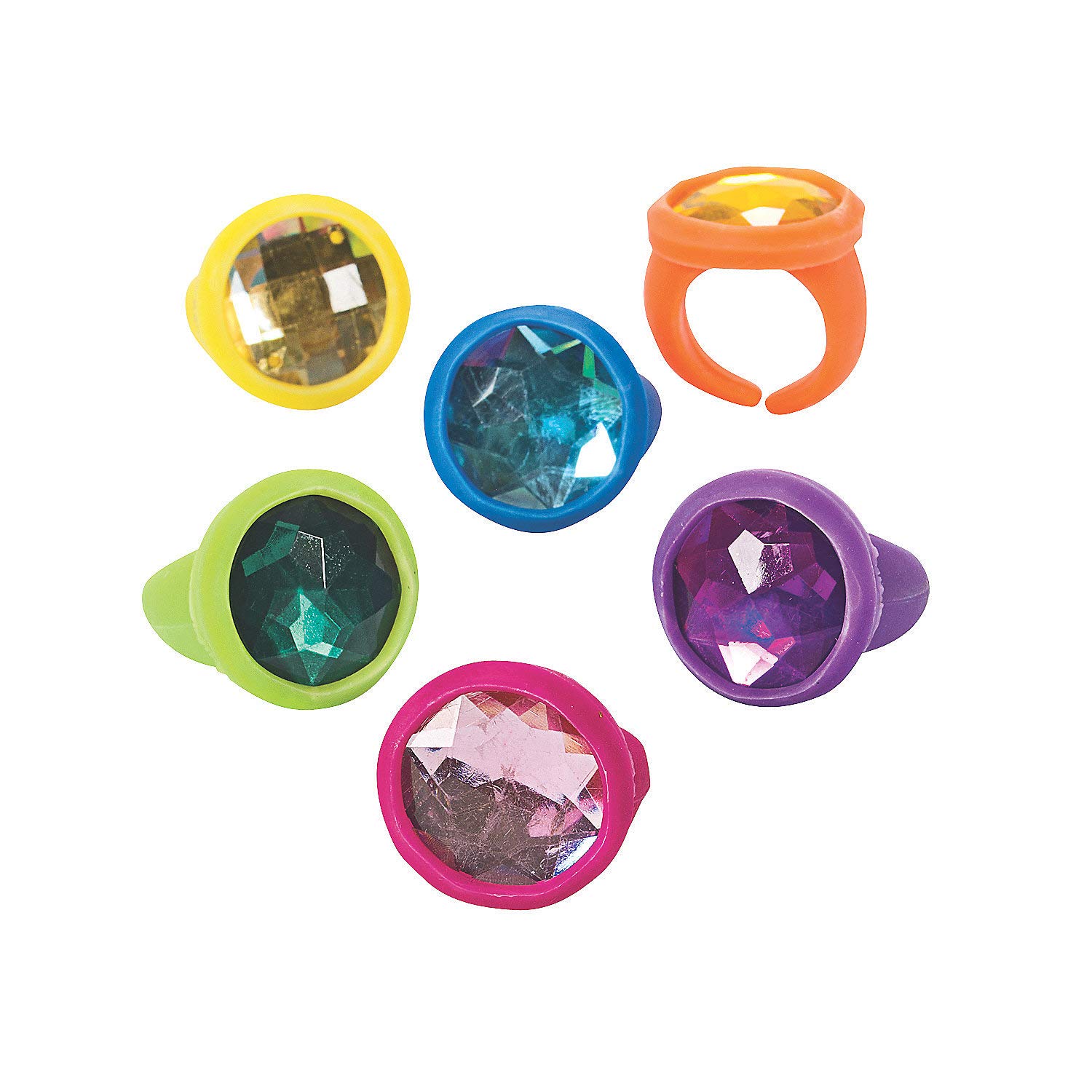 Fun Express - Rubber Jewel Rings - Jewelry - Jewelry General - Rings - 24 Pieces