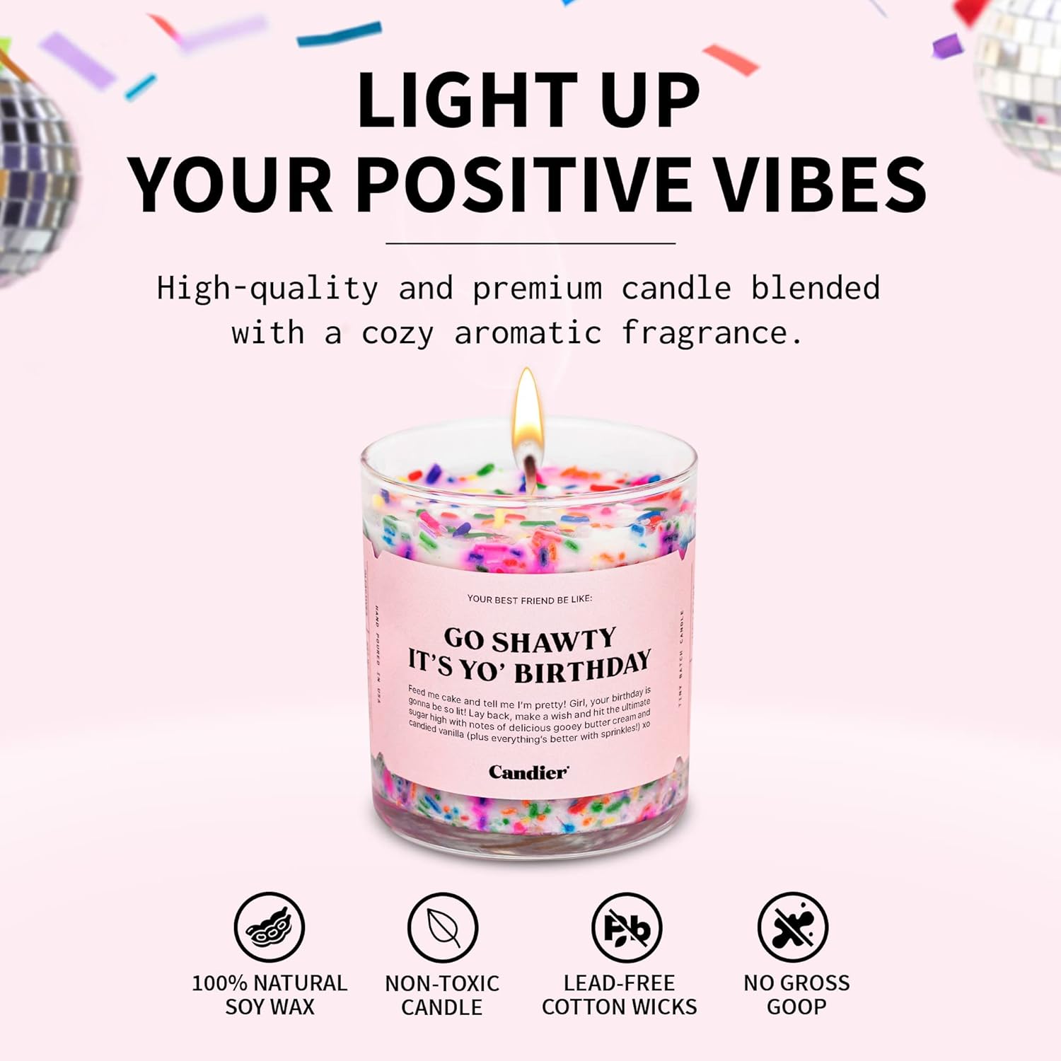 Birthday Cake Scented Candle, Natural Soy Candle with Birthday Cake & Buttercream Notes, Aromatherapy for Relaxation, Unique Candles Gifts for Women, 60-Hour Burn Time - Candier by Ryan Porter