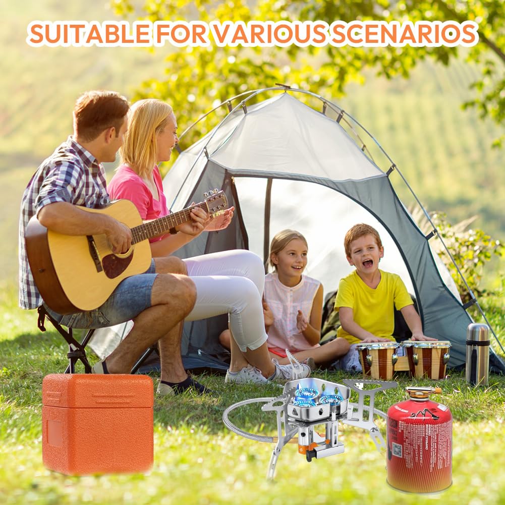 Rechaud Trek Réchaud à Gaz Camping WADEO 6800W - Brûleurs Laiton Et Allumage Piézo Pour Randonnée Et Pique-nique Réchaud Randonnée Coupe-vent