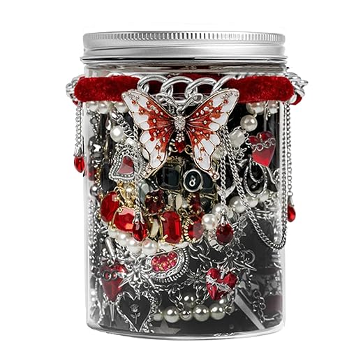 SMUOBT Mystery Jewelry Jar Bundle - 40-45 Piece Surprise Jewelry Box for Women,Gift Set (Necklace, Earrings, Rings,Kracelet,Keychain, Hair Clip) - Unique Birthday Gift for Her,
