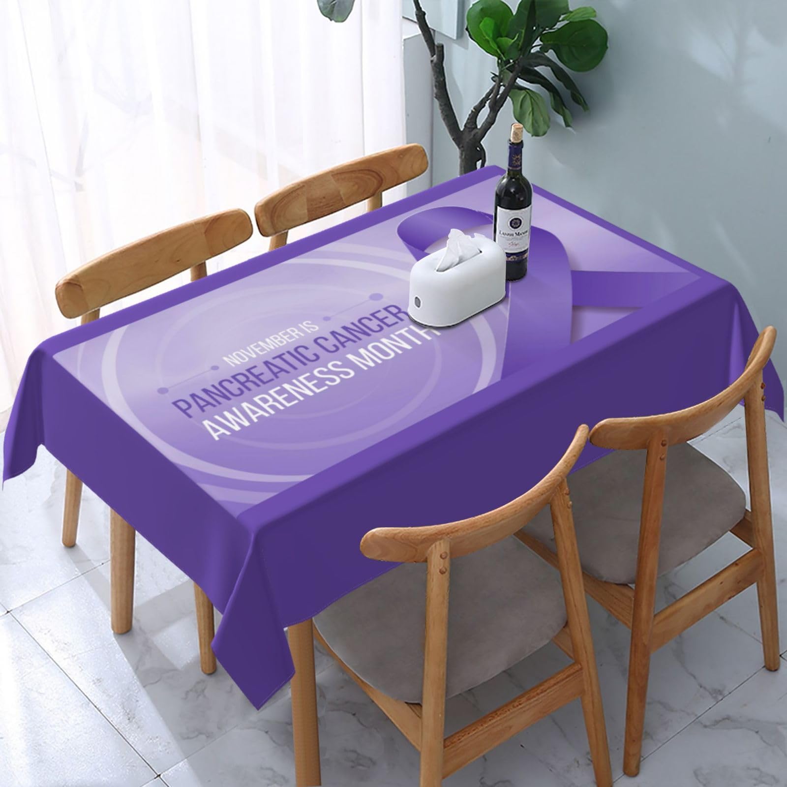 JunHeArt Alzheimer'S Awareness Month Tablecloth Rectangle Table Cover Washable Table Cloths Decor For Kitchen 54" X 72"