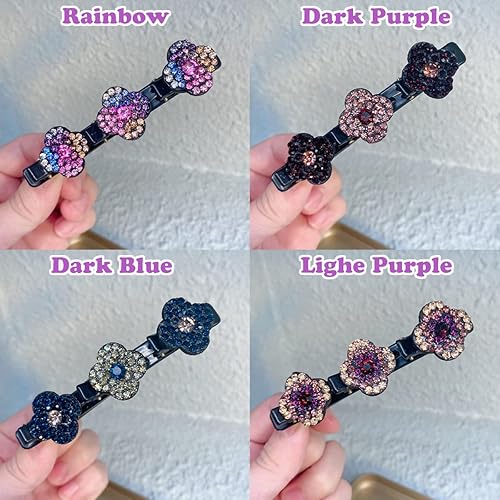 Miniatura 9 de Pinzas para el cabello trenzadas con piedra de cristal brillante bandas para el cabello de tela de satén con cristal pinzas para el pelo de pico de