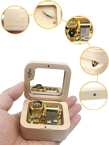 Miniatura 2 de Sinzyo Caja musical con mecanismo tallado de madera vintage, caja de música de cuerda para regalo para Navidad, caja de música Merry Go Round of