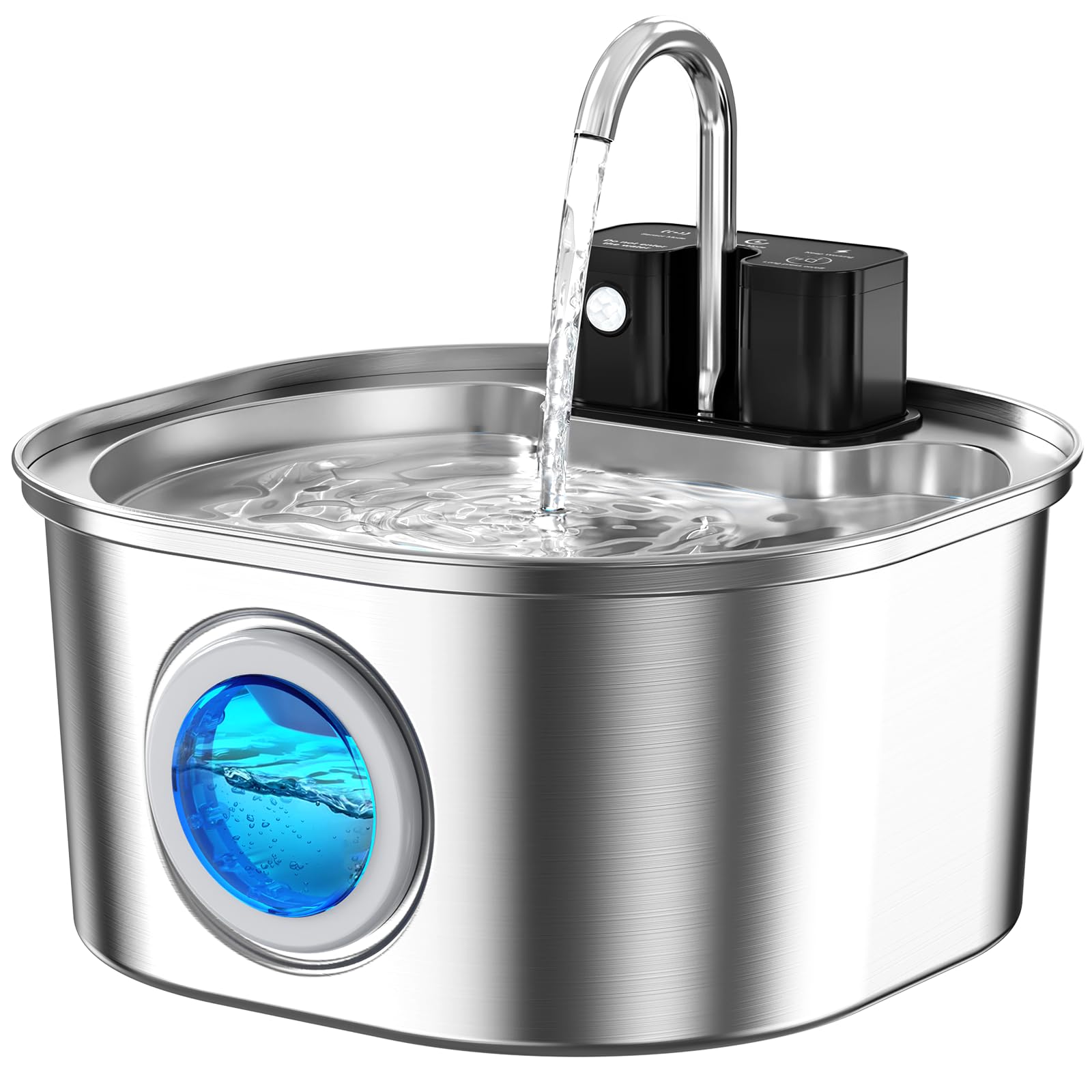 Voluas Cat Water Fountain Stainless Steel-Wireless Pet Water Fountain Battery Operated,108oz/3.2L, Automatic Water Dispenser for Dogs with Quiet Pump,Easy Clean BPA-Free for Cats, Dogs, Multiple Pets