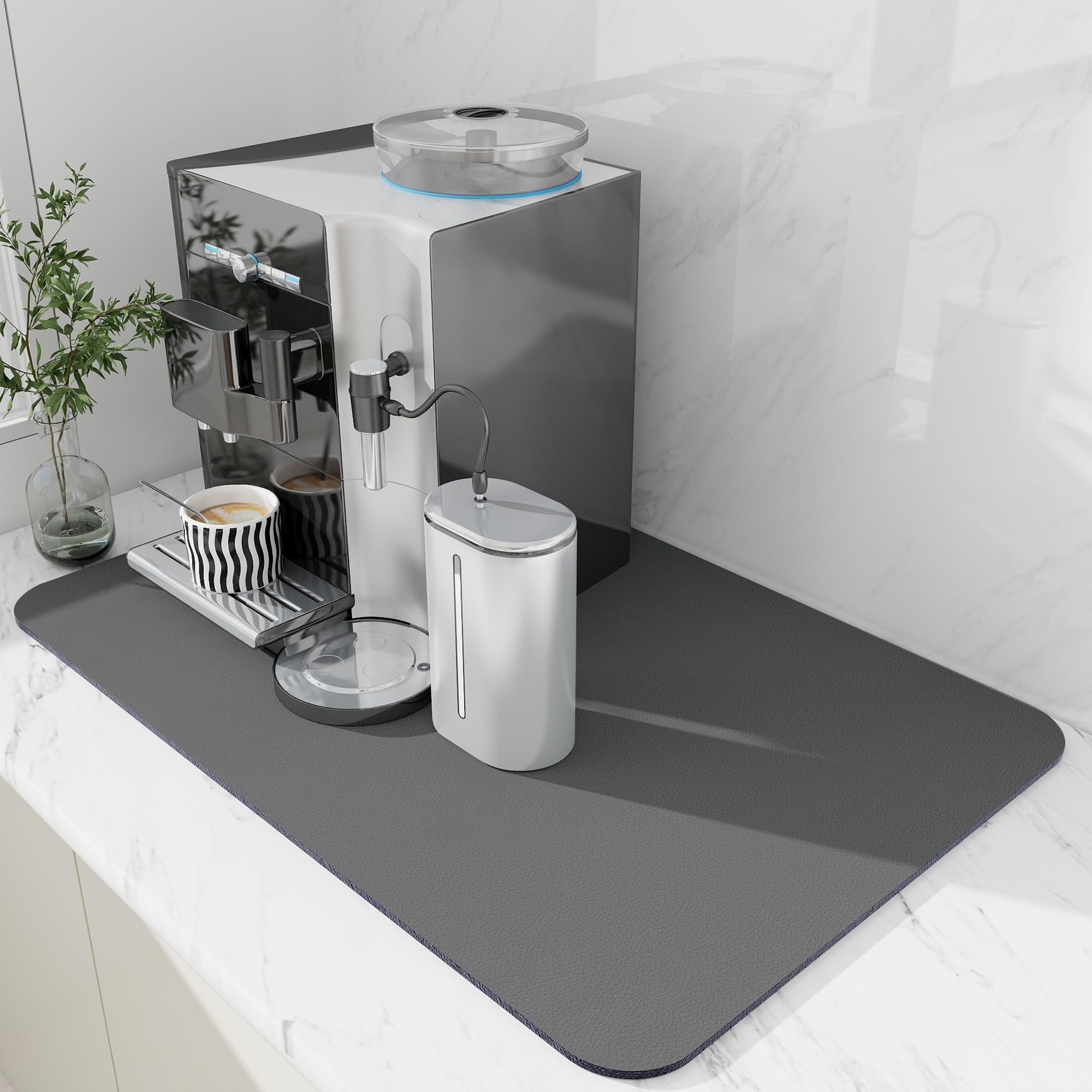Coffee Mat, Hide Stain Coffee Bar Mat for Countertop, Rubber Backed Dish Drying Mat for Counter, Absorbent Coffee Bar Accessories Fit Under Coffee Maker Espresso Machine Me-12"x19"