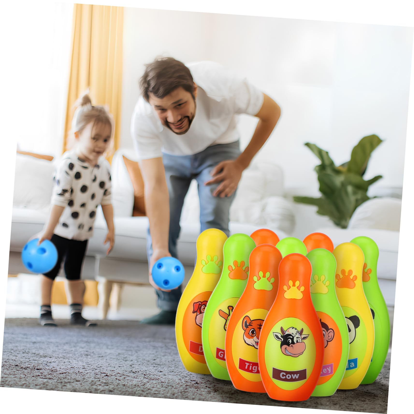 ibasenice Bowling in Plastica per Ragazzo per attività Indoor Ed Outdoor Facile da Montare e Adatto Famiglie e Gruppi