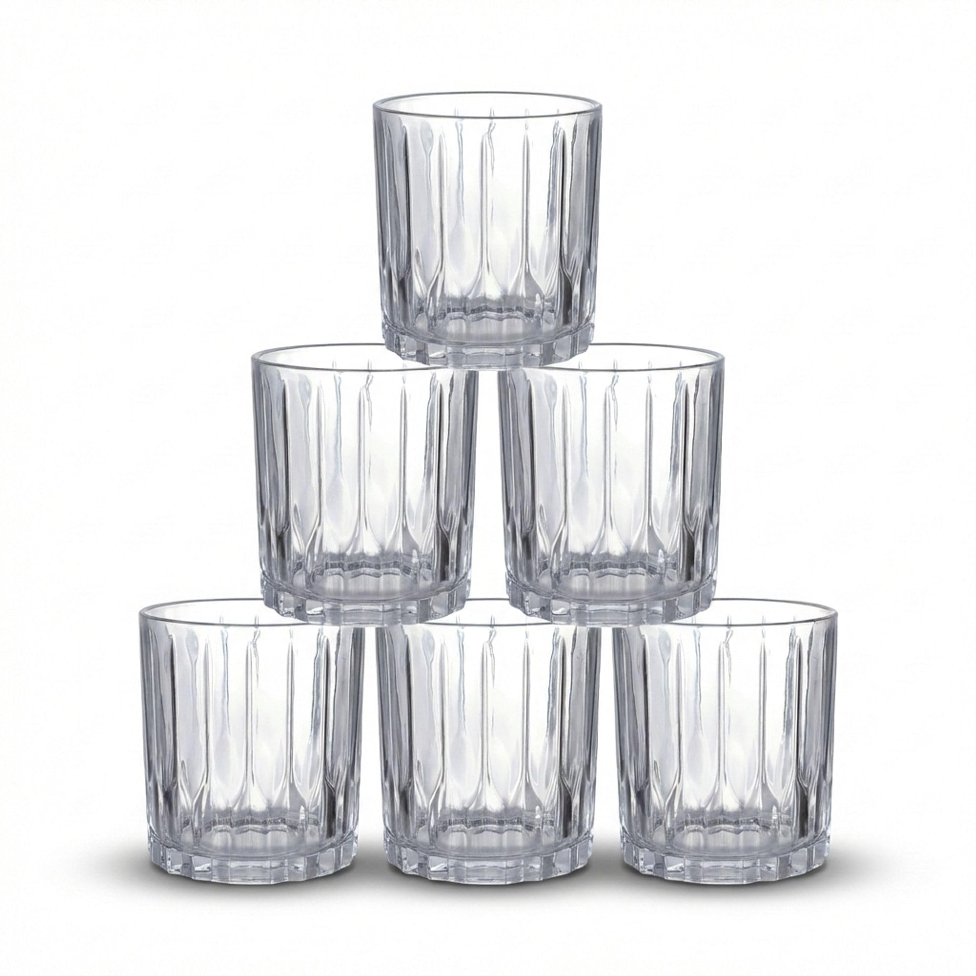INDE SANTA CLARA | Set 6 Vasos de Cristal Agua 35cl Skye Tallado Transparente, Vasos Bajos de Vidrio Claro, Vasos Agua Aptos Lavavajillas y Microondas - 1