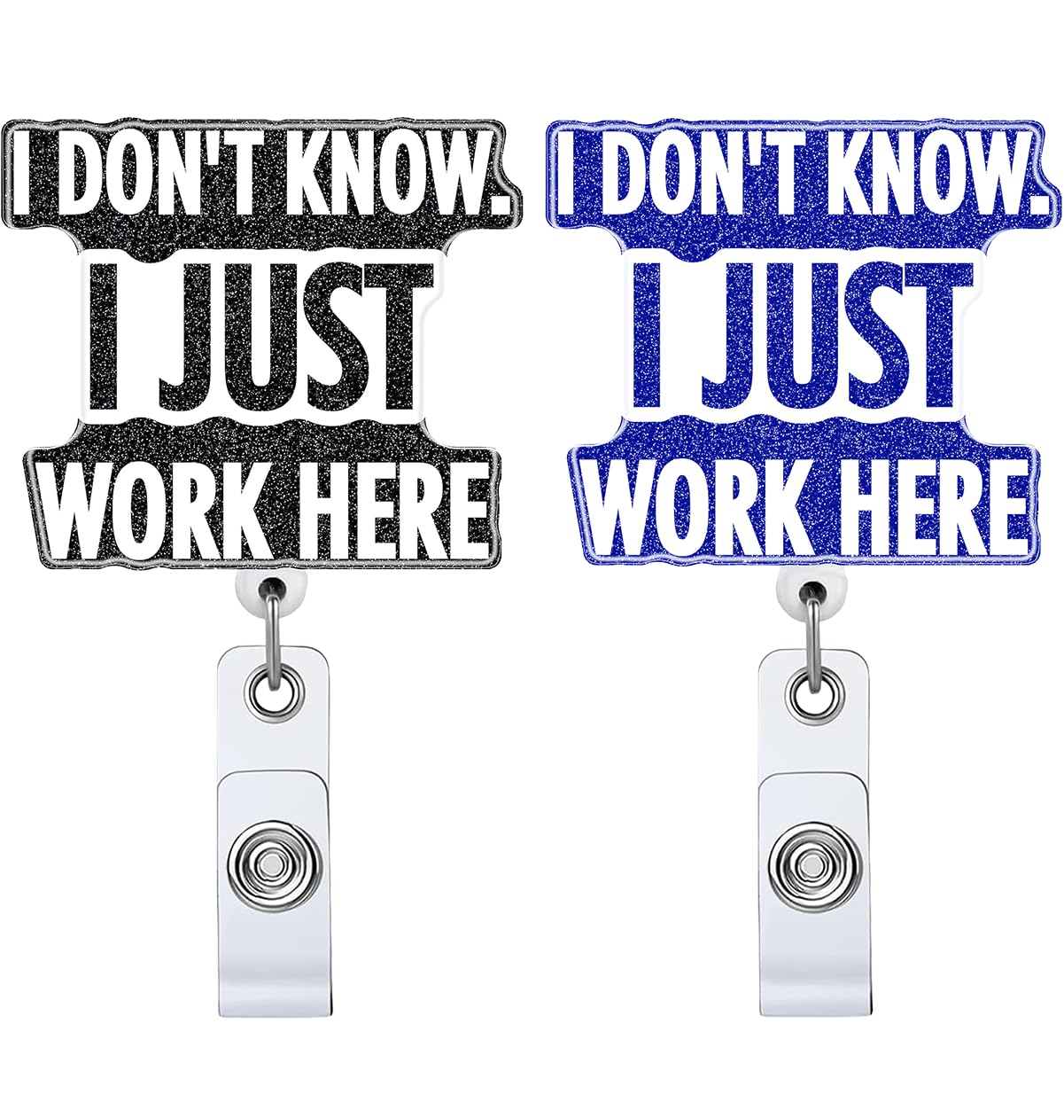 2P l Just Work Here Retractable Badge Reel with ID Clip Name Tag Card Gift for Doctor Nurse Teacher RN LPN Medical Assistant Student Alligator Clip