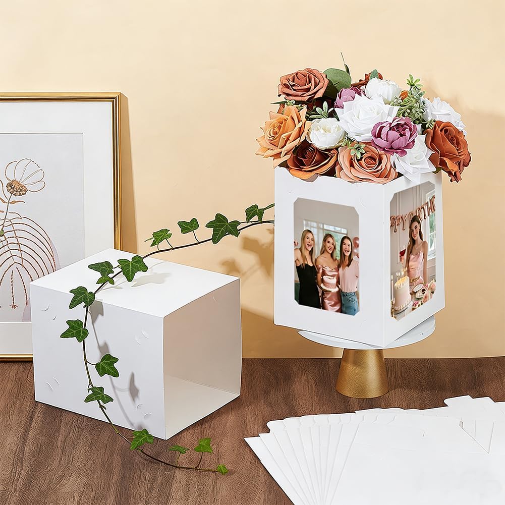 OLYCRAFT 24Pcs White Picture Centerpieces for Table 4x6/5x7 Inch Hollow Picture Props Boxes Photo Frame Box Centerpiece for Wedding Graduation Party Birthday Memorial Celebrations image 4