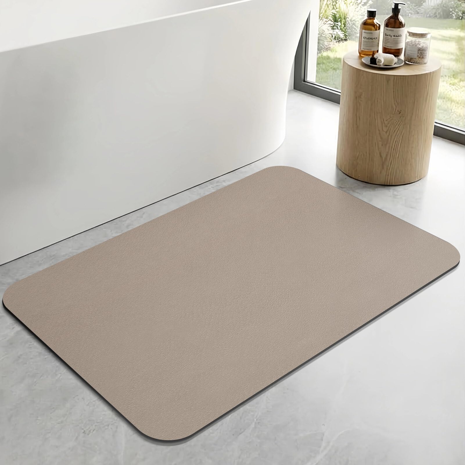 ZICRO Bath Mat Non Slip Rubber Backed Bathroom Mat,Quick Dry Absorbent Shower Mat,Diatomite Bath Mats for Bathroom Floor,Kitchen (Beige, 40x60cm) — image 1