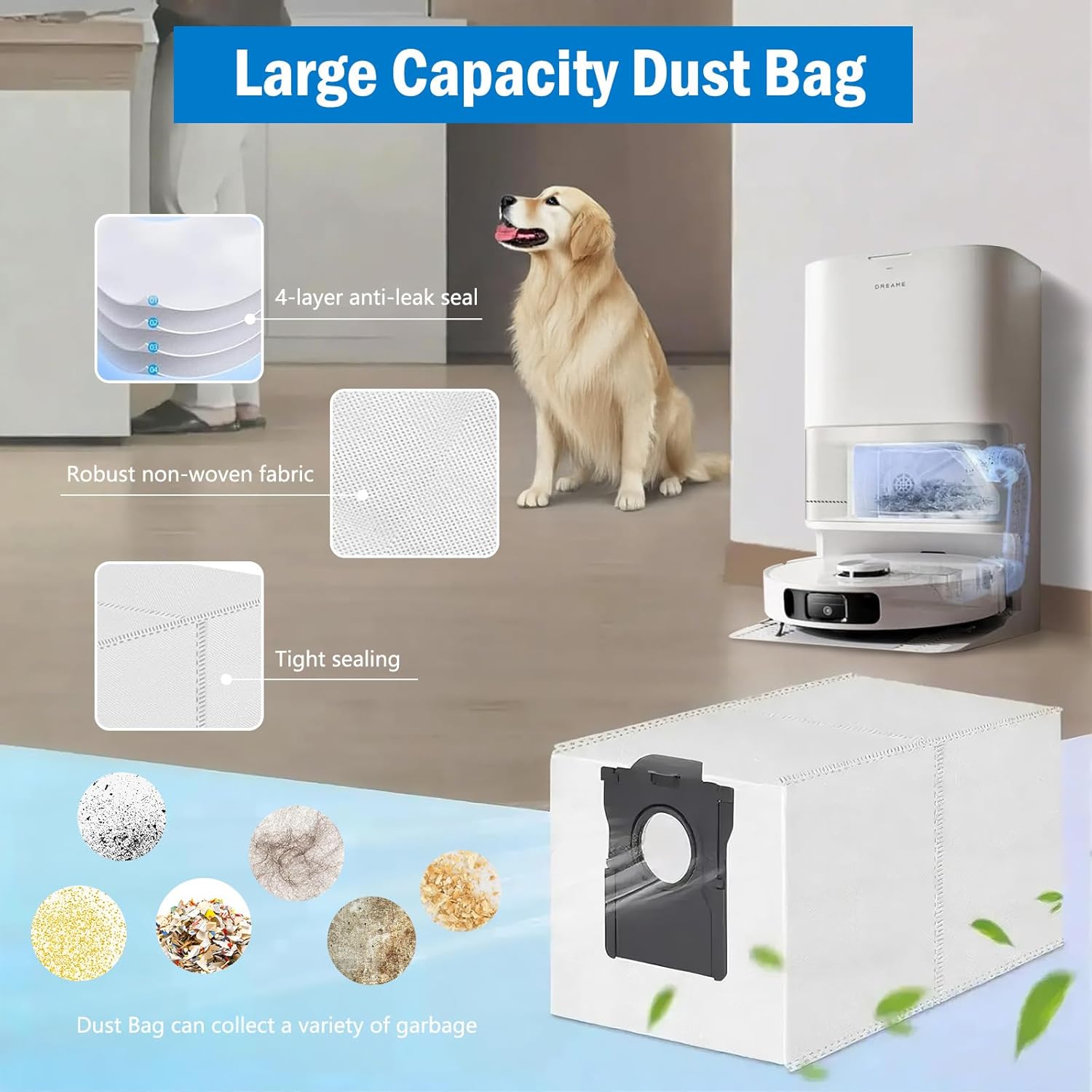 X40 Ultra Accessories Kit for Dreame X40 Ultra/L40 Ultra/X40 Master/MOVA P10 Pro Ultra/P50 Pro Ultra Robot Vacuum Replacement Parts, 2 Main Brush 6 Mop Pads 4 HEPA Filters 6 Dust Bags 4 Side Brush