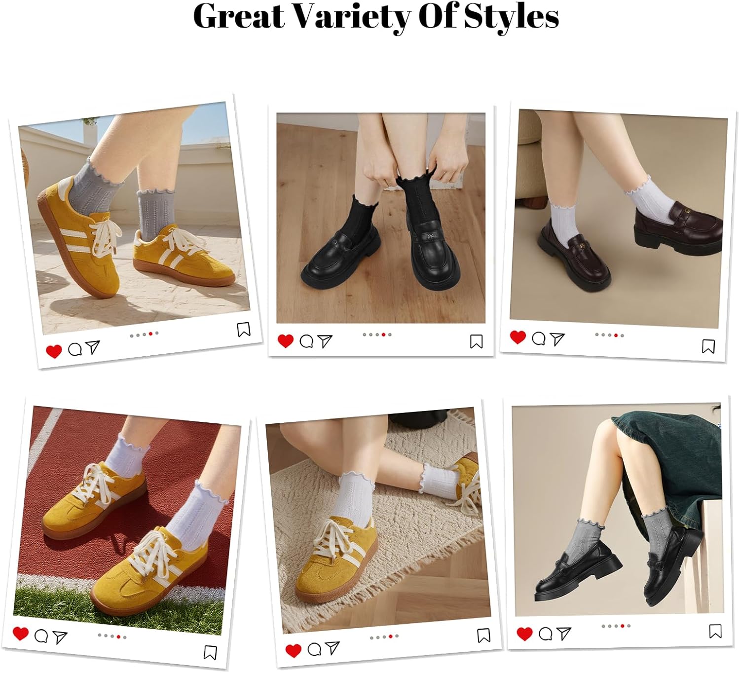 wernies 8 Pairs Ankle Ruffle Socks Woman，Cute Lace Frilly Crew Socks - Image 5