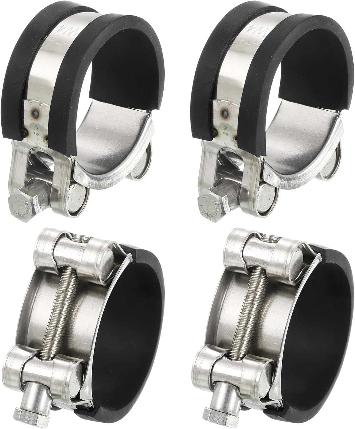 uxcell 4Pcs T-Bolt Hose Clamp Working Range 17-19mm Rubber Cushioned Intake Intercooler Clamps Adjustable Tube Clamps for Tubes Pipes