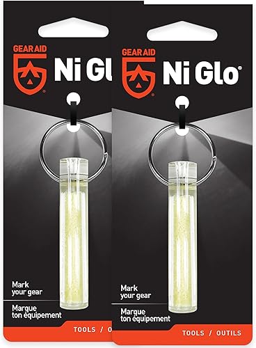 GEAR AID Ni Glo 2” UV Rechargeable Glowing Keychain – Multi-Purpose Glow-in-the-Dark Accessory for Camping