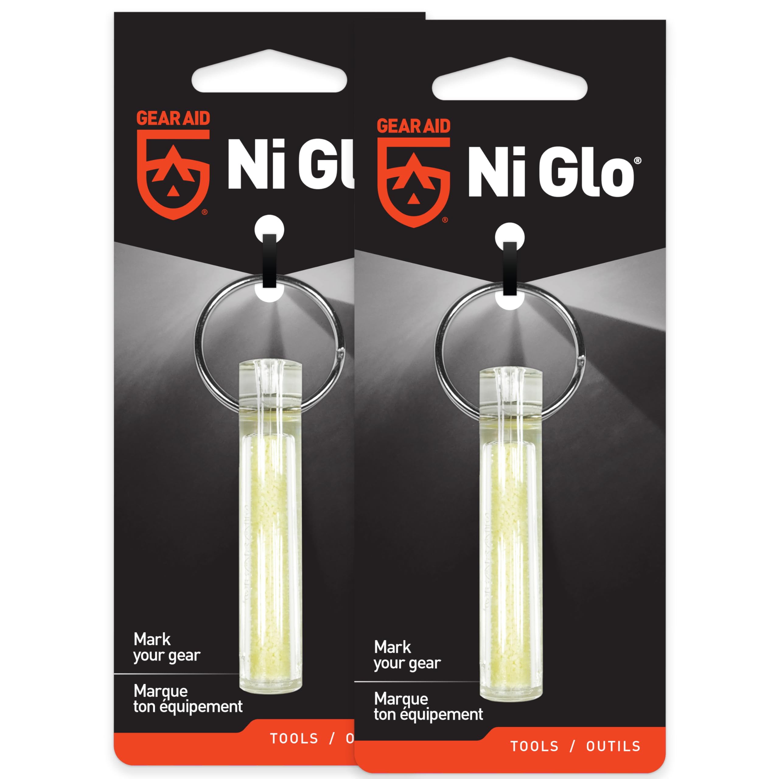 GEAR AID Ni Glo 2” UV Rechargeable Glowing Keychain – Multi-Purpose Glow-in-the-Dark Accessory for Camping
