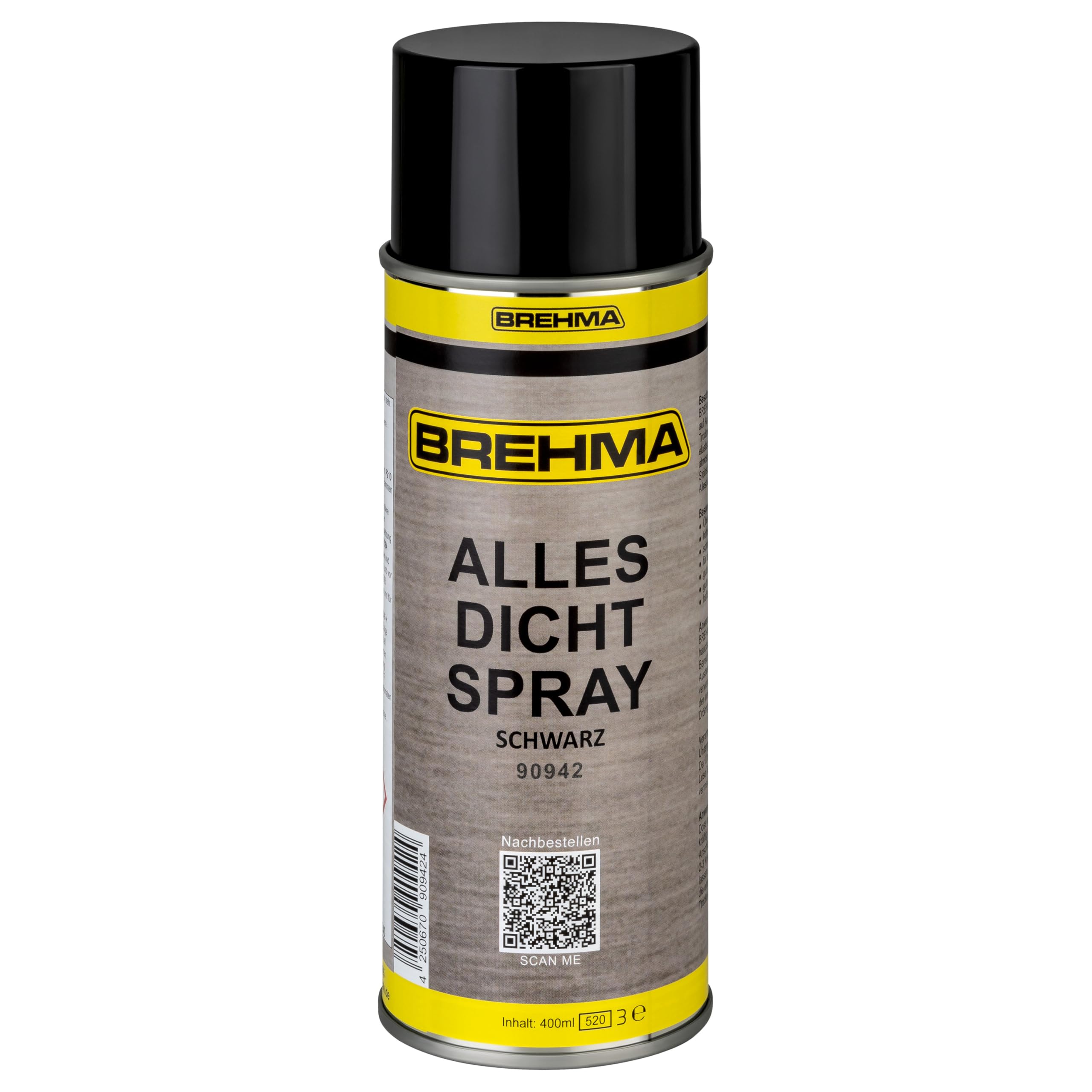 24x BREHMA Alles Dichtspray sprühbarer Kunststoff zum Abdichten Sprühdichtung schwarz mit Griff