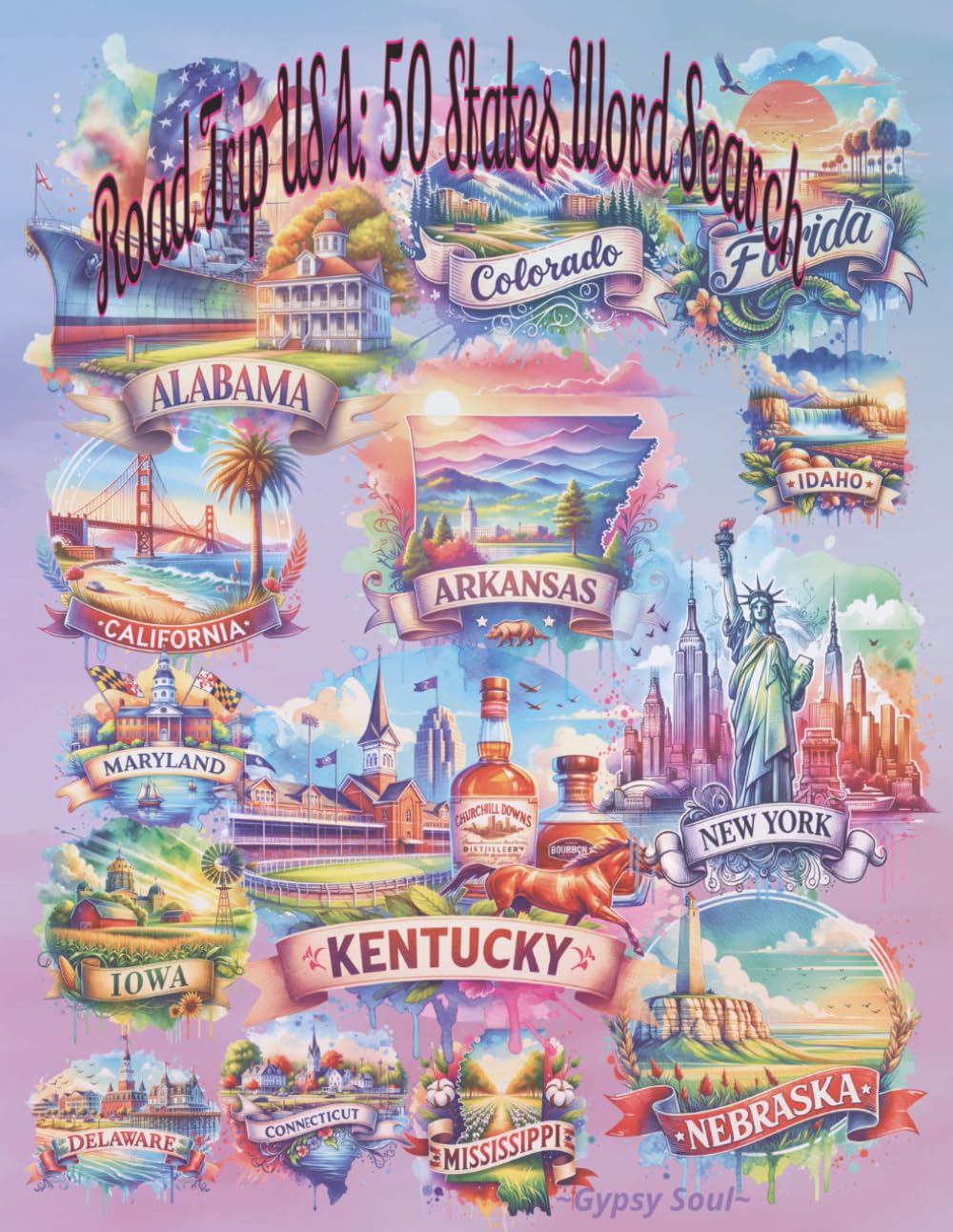 Road Trip USA: 50 States Word Search: A Relaxing Word Search Challenge Featuring Every U.S. State
