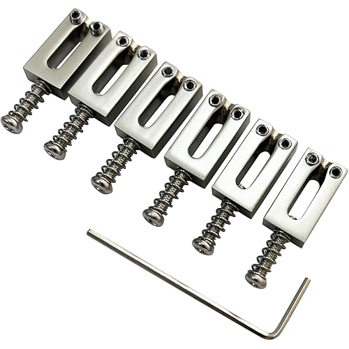 Guitar Bridge Saddles 10.5mm Zinc Alloy Guitar Saddles Tremolo Bridge Saddles for Fender Strat Stratocaster Tele Telecaster 6 String Electric Guitar Saddles （Pearl Nickel)
