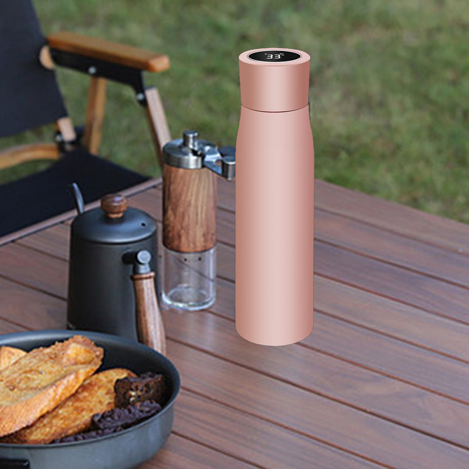 Intelligente Wasserflasche mit Erinnerung für das Trinken von Wasser | LED Thermoflasche Mit Temperaturdisplay - Rutschfester Boden, Weite Öffnung, Vakuumisolierte Trinkflasche,Für Outdoor Sport A
