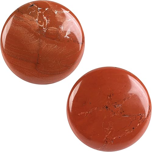 Rockcloud Paquete de 2 piedras redondas pulidas con bolsillo de piedra de masaje de cristal natural para meditación, reiki, curación, decoración del