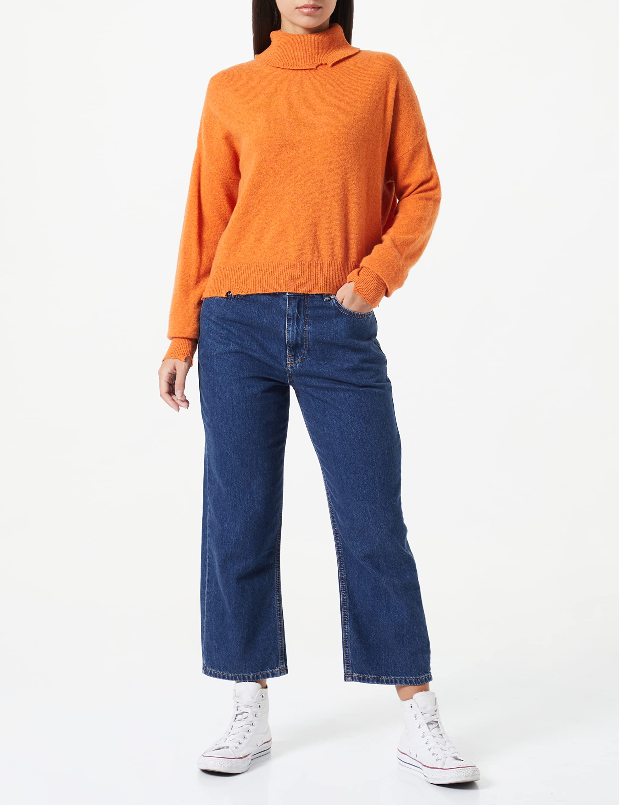 Replay Damen Pullover Rollkragenpullover Wolle