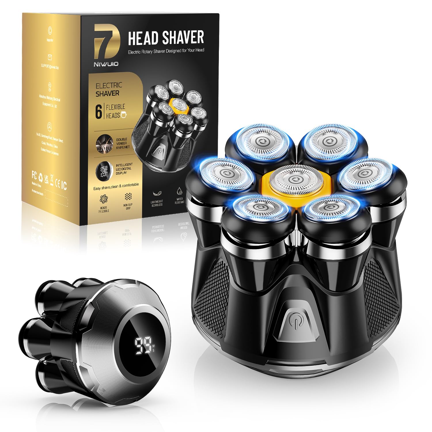 Head Shaver for Bald Men Upgrade Electric Bald Razor -IPX7 Wet Dry Shaving- 7 Floating Heads for Ultimate