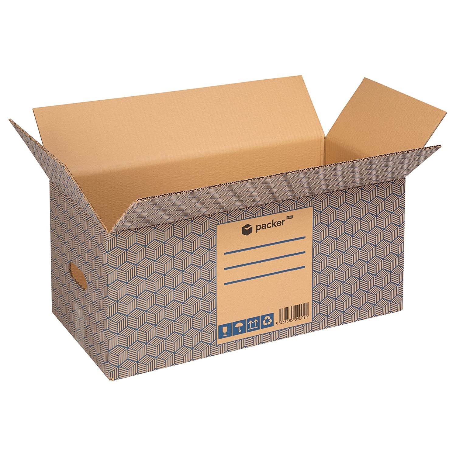 packer PRO Lot de 10 boîtes en carton ultra résistantes pour déménagement et rangement avec poignées, 50 x 30 x 30 cm